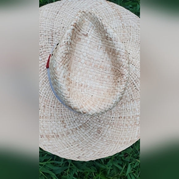 CREATIVA Fashion Accessories Hat Made in Italy Tan Color Cream strip 100%Raffia - Picture 7 of 10